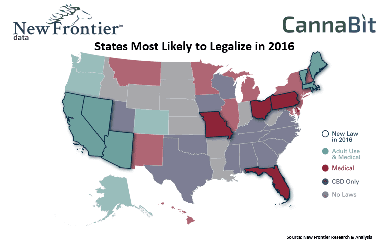 States Most Likely to Legalize in 2016States Most Likely to Legalize in 2016