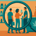 Customers in a dispensary