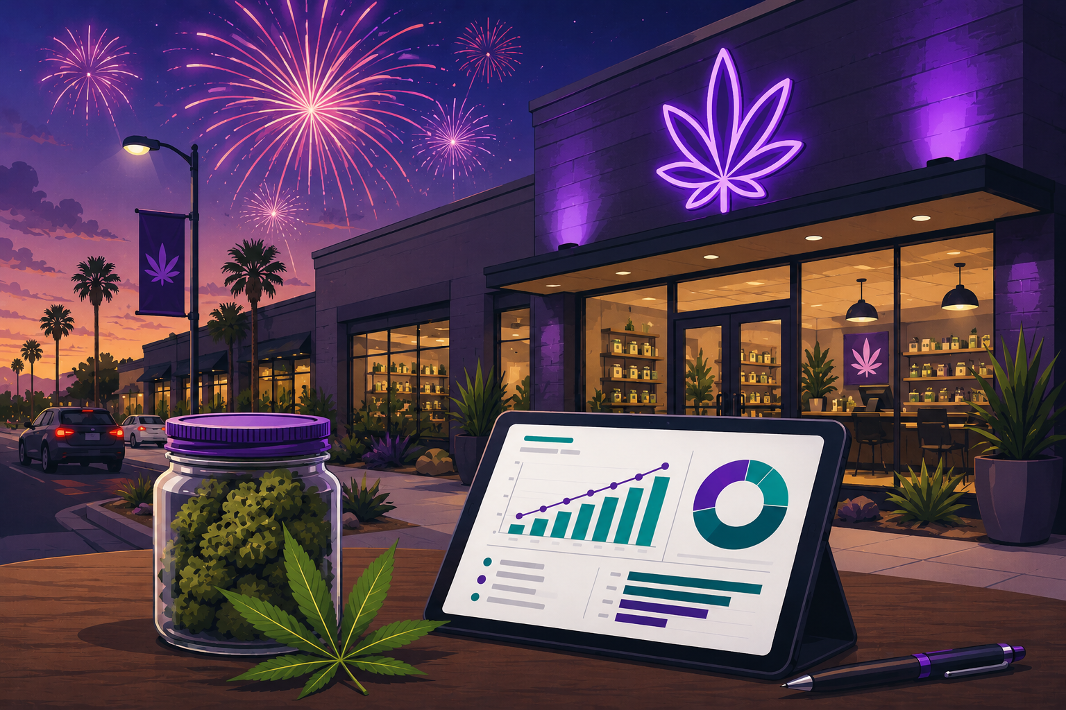 Dispensary with fireworks