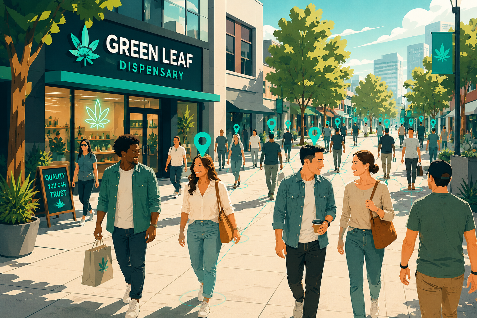 Customers outside dispensary